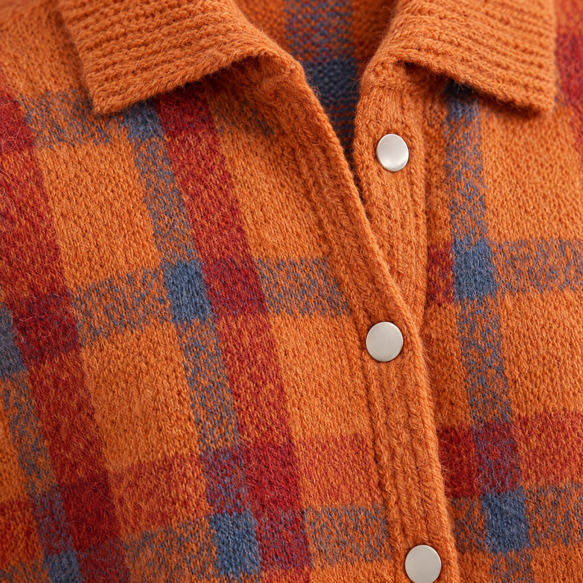 Dorothea | Retro Check Knit Cardigan – DETAIL