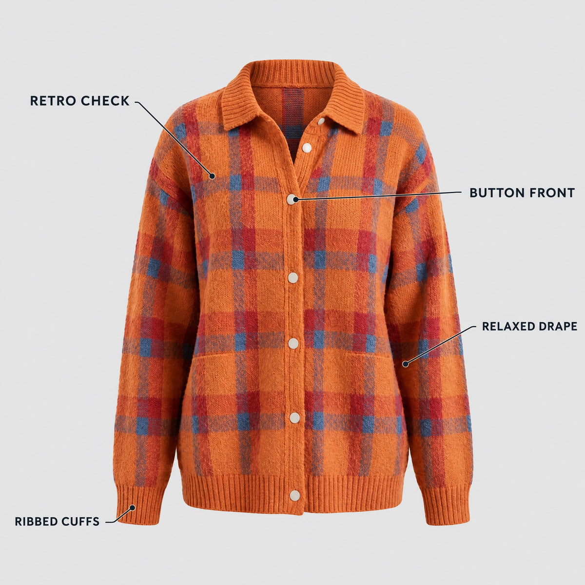 Dorothea | Retro Check Knit Cardigan – KEY