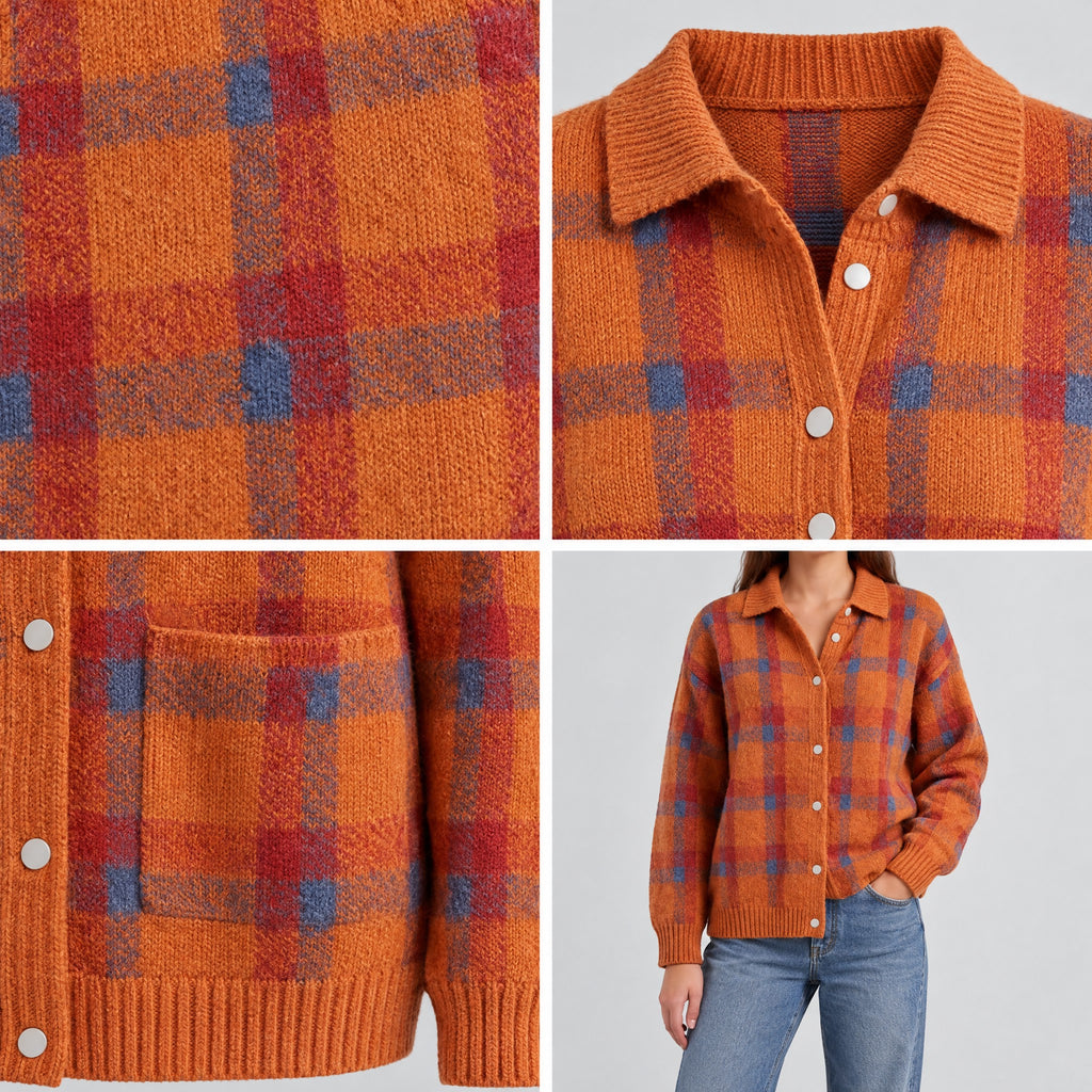 Dorothea | Retro Check Knit Cardigan – COLLAGE