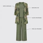 Rosalind | Three-Piece Cardigan, Top and Wide-Leg Trouser Set – KEY