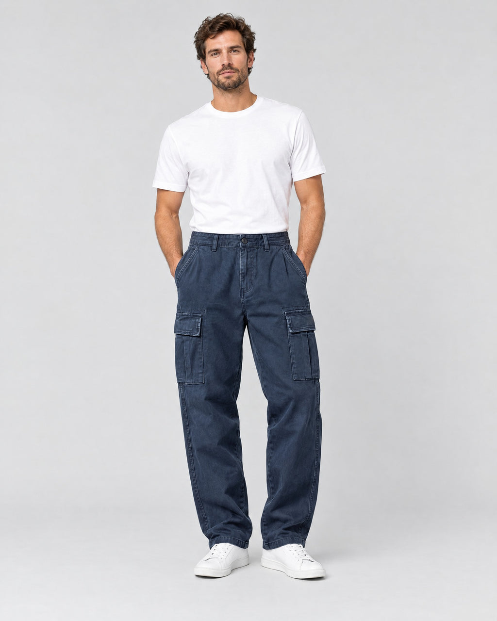 Rufus | Relaxed Straight-Leg Cargo Trousers – Blue