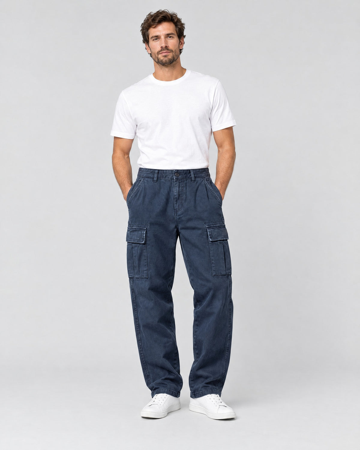Rufus | Relaxed Straight-Leg Cargo Trousers – Blue