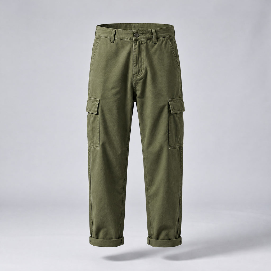 Rufus | Relaxed Straight-Leg Cargo Trousers – Army Green