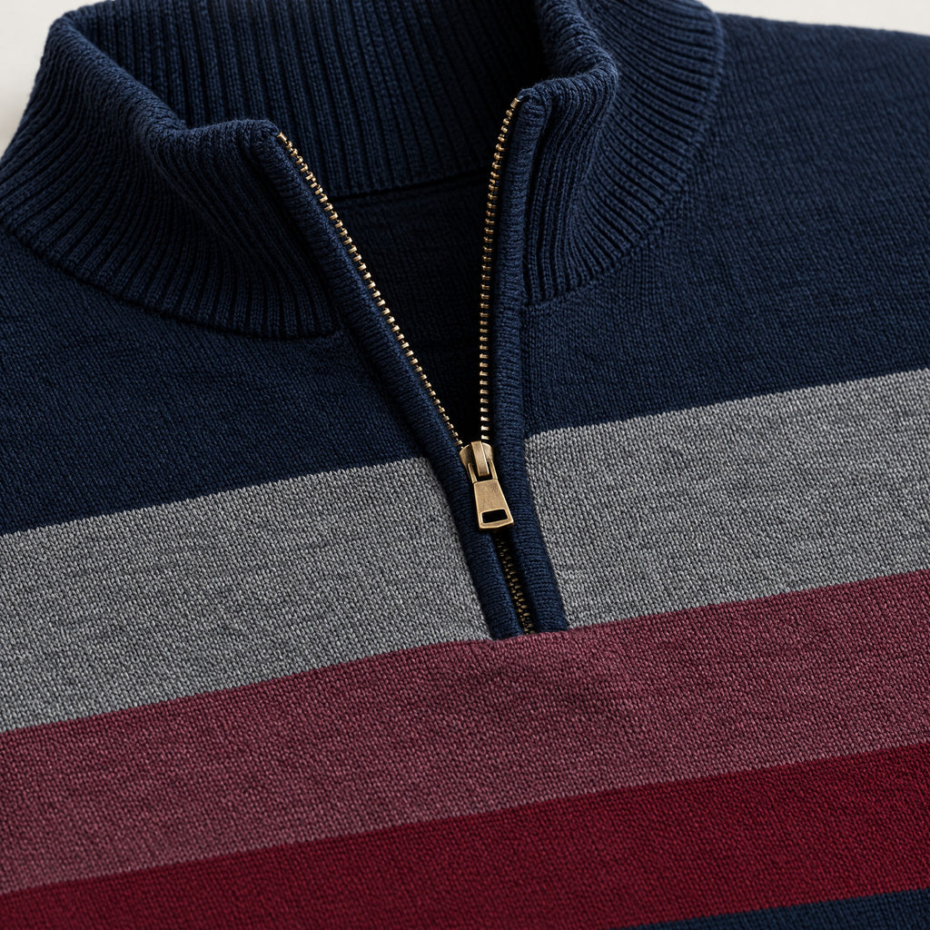 Theo | Striped Quarter-Zip Pullover – DETAIL