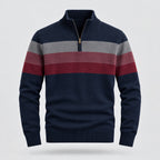 Theo | Striped Quarter-Zip Pullover – Navy