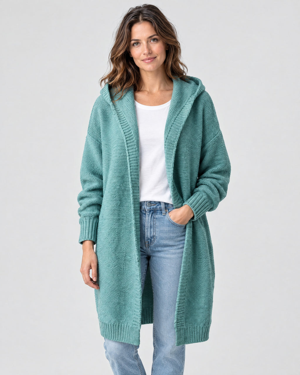 Tilly | Oversized Hooded Longline Cardigan – Blue