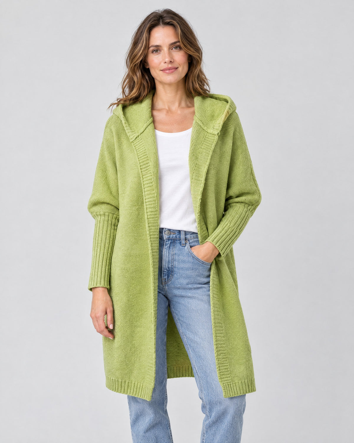 Tilly | Oversized Hooded Longline Cardigan – Green