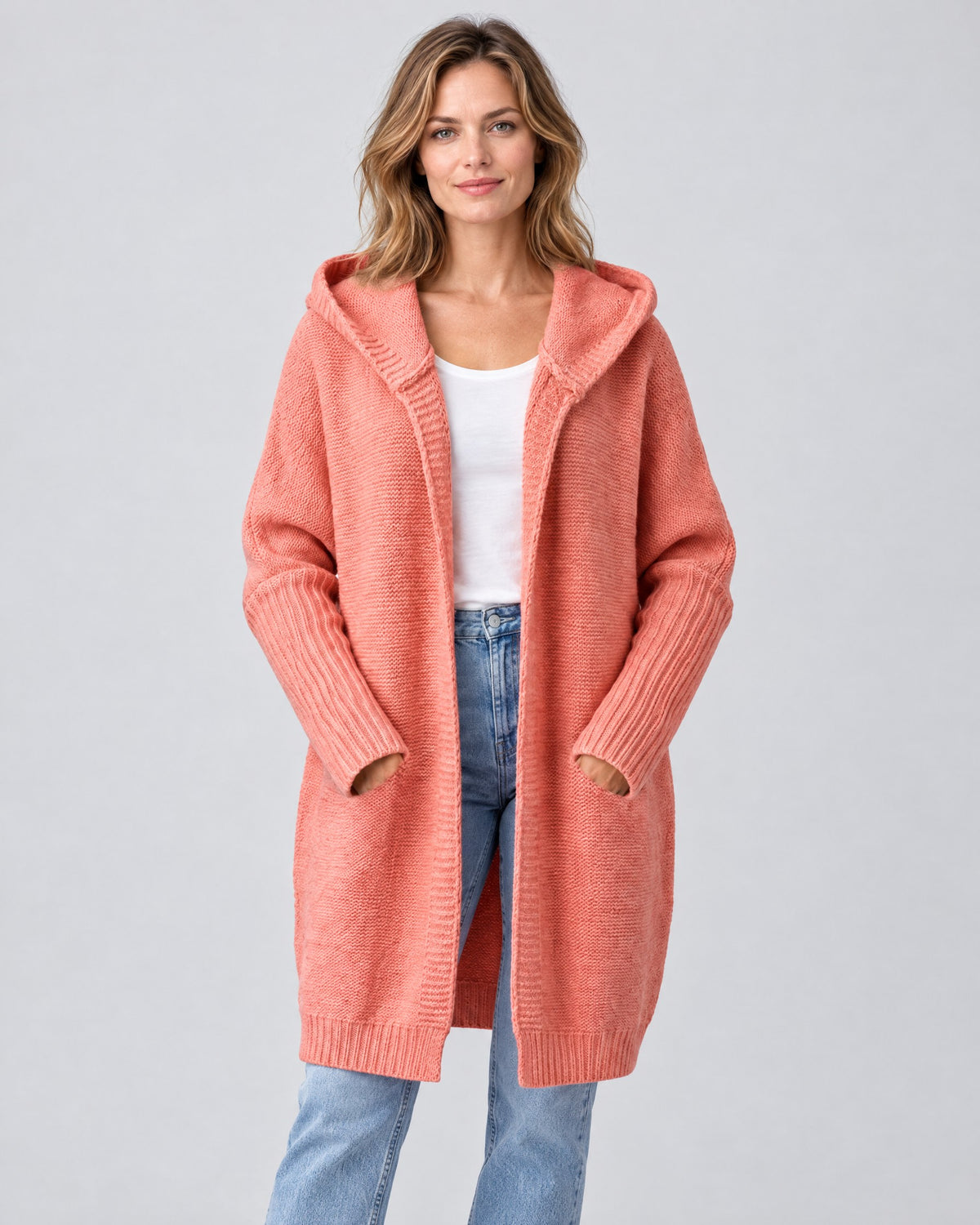Tilly | Oversized Hooded Longline Cardigan – Orange